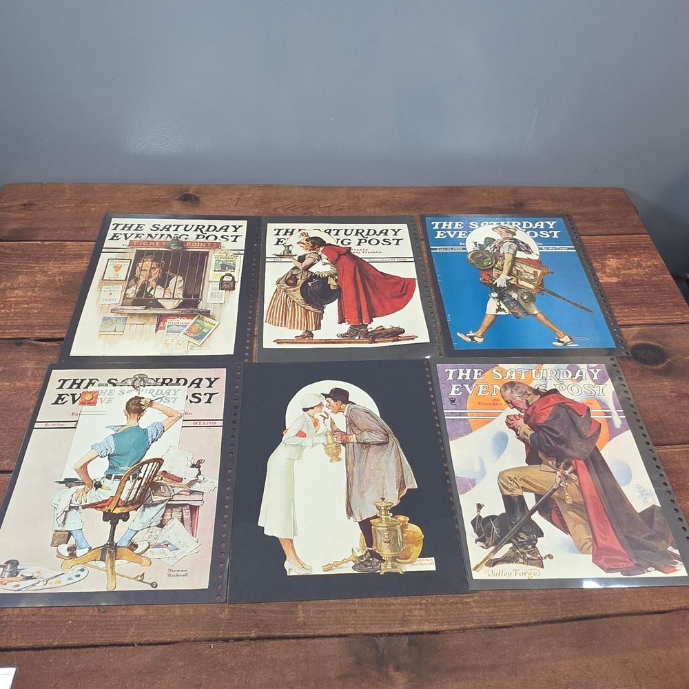 Norman Rockwell Saturday Evening Post Art Print Set of 6 Multicolor Good Vintage